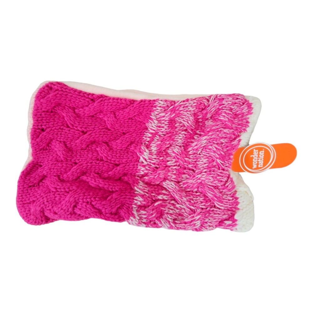 Wonder Nation Girls Snood Neck Scarf Fleece Lined Pink Frost Stripe One Size